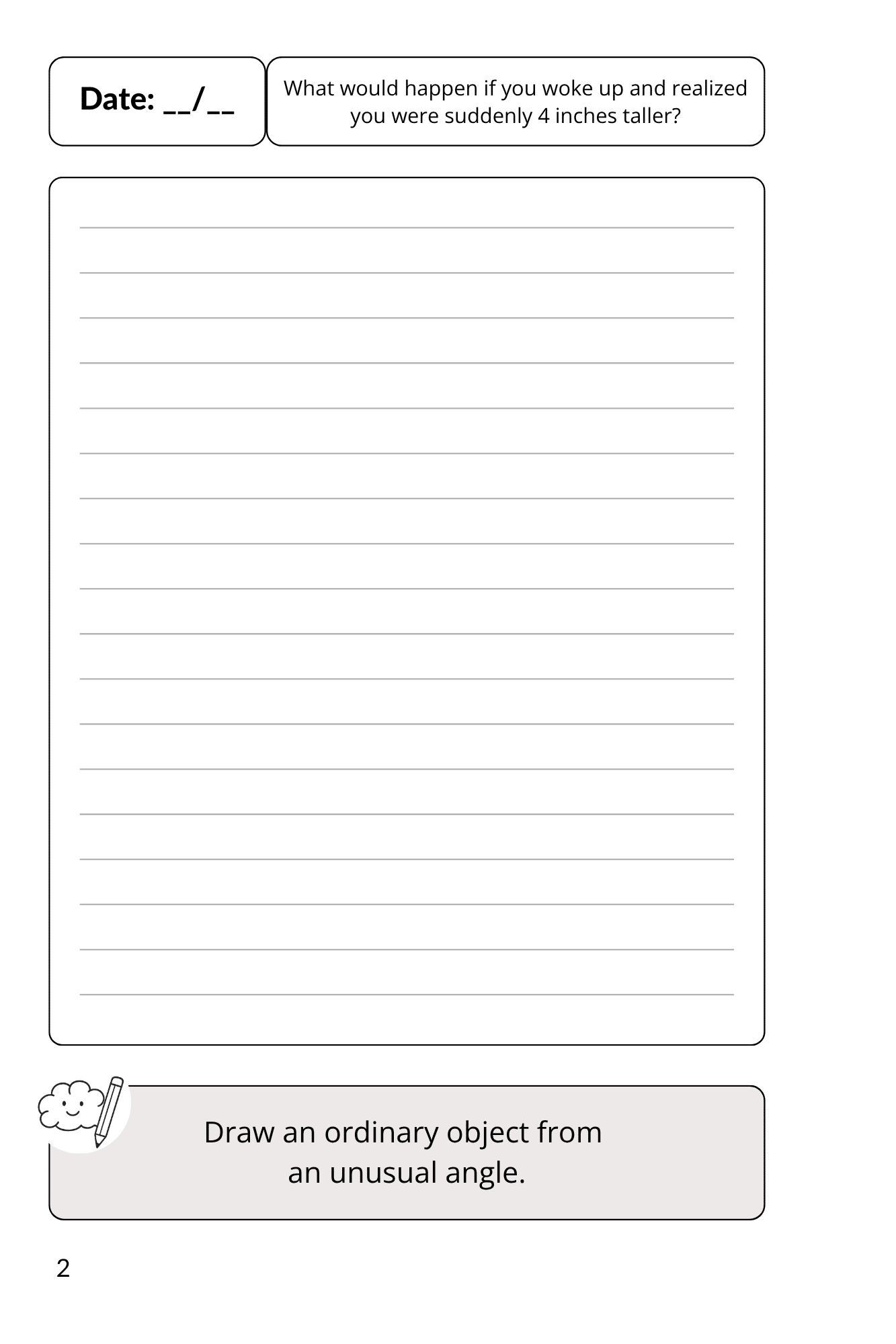 Sample page of Creativity Explosion Journal