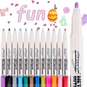 TRANSON 12pcs Outline Shimmering Markers